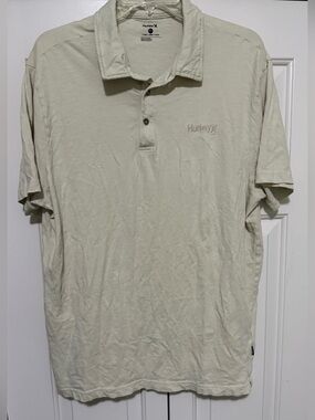 Hurley Mens XL Beige Cotton Surf Skateboard Polo Shirt